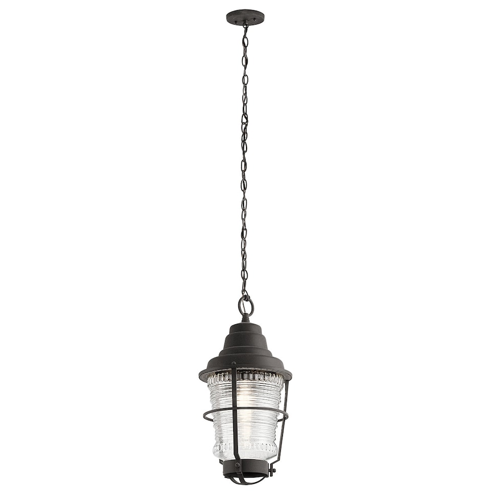 image 1 of Kichler Chance Harbor Outdoor 1 Light Chain Lantern Weathered Zinc IP44