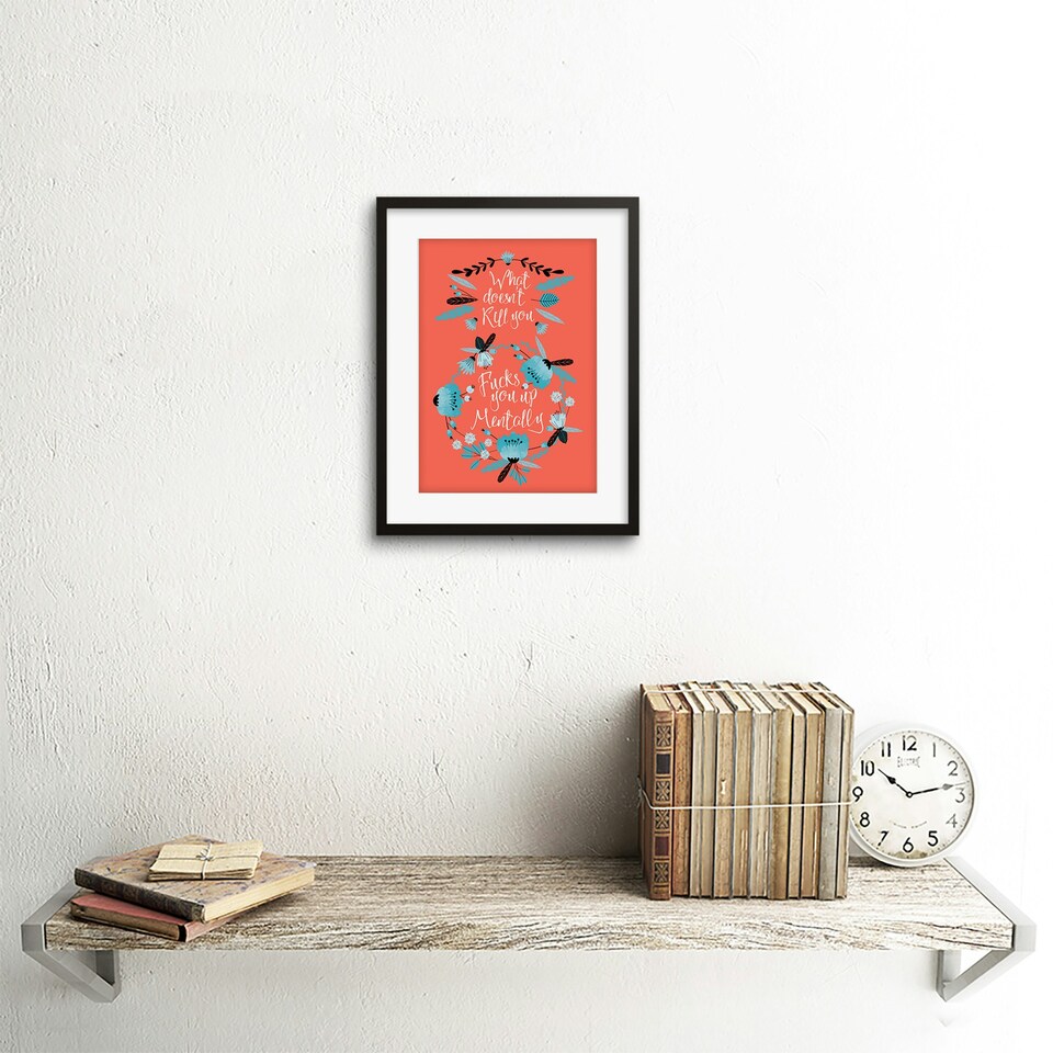 image 1 of What Does not Kill You Funny Orange 9x7" Black Framed Wall Art Print