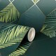 image 3 of Fine Decor Miami Geometric Leaf Wallpaper - Emerald Green/Gold - One Size Green