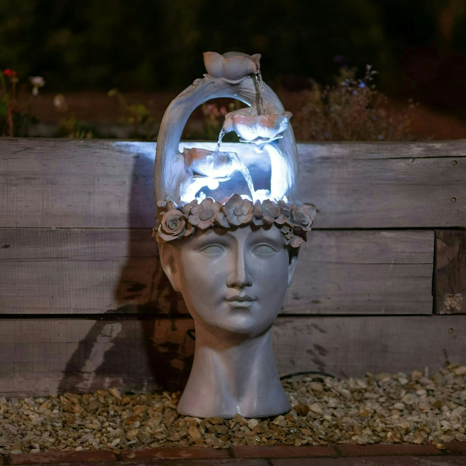 image 1 of Primrose Goddess Freyja Cascade Water Feature Tiered Waterfall with Lights 80cm