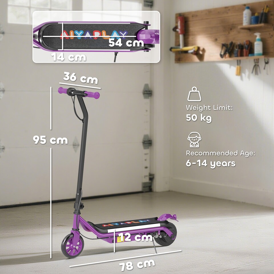 image 1 of AIYAPLAY Electric Scooter for Kids Ages 6-14, with Dual Brakes, Flash Wheel and Colourful Light, Kids Electric Scooter E Scooter | Purple