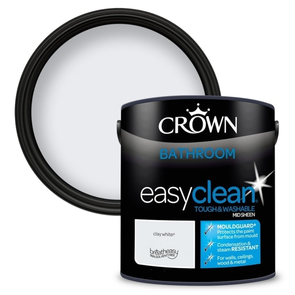 image 1 of Crown Easyclean Bathroom Mid Sheen 2.5L Clay White