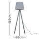 image 3 of ValueLights Modern Grey Wood Tripod Design Floor Lamp With Grey Shade