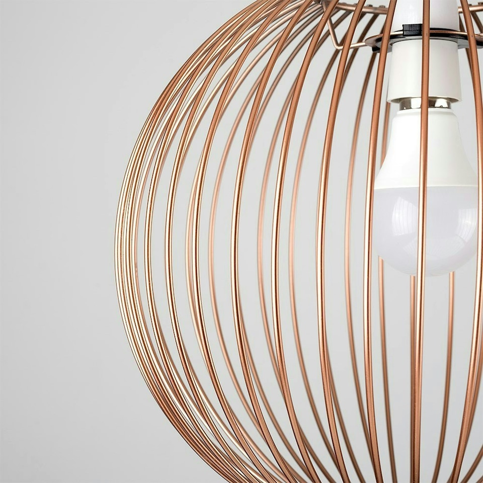 image 1 of ValueLights Faraday Copper Ceiling Pendant Shade & Bulb