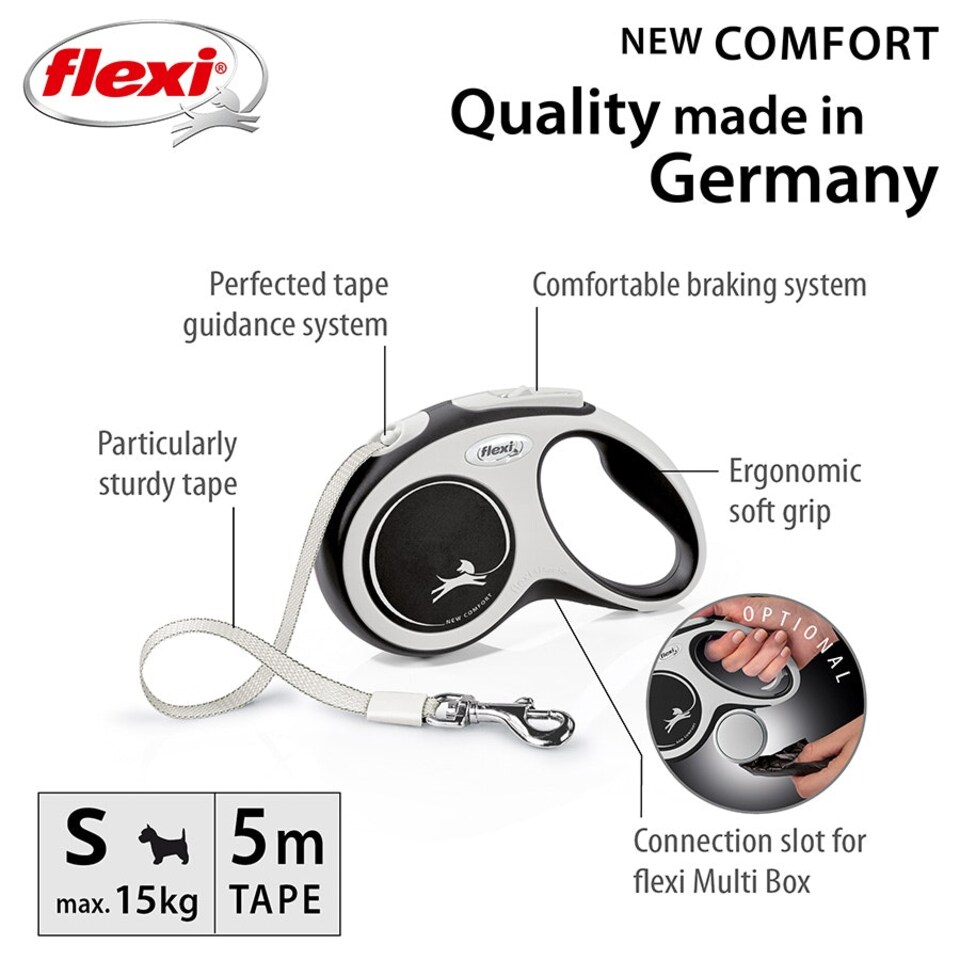image 1 of Flexi New Comfort Cord M Black 5m 1-20kg