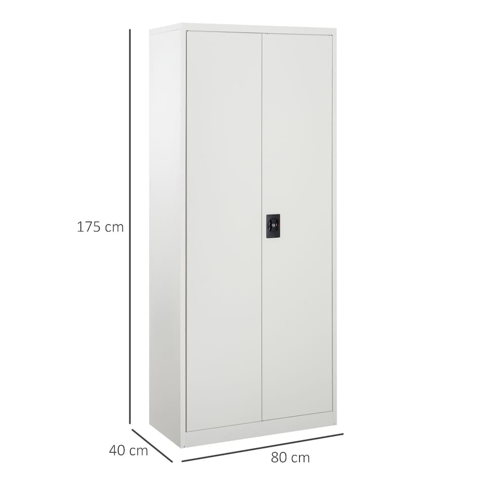 image 1 of Vinsetto Cool Rolled Steel Tall Office Lockable Filing Cabinet 2 Doors 4 Internal Adjustable Shelves Bookcase Cabinet Storage Unit 80 L x 40 W x 184 cm