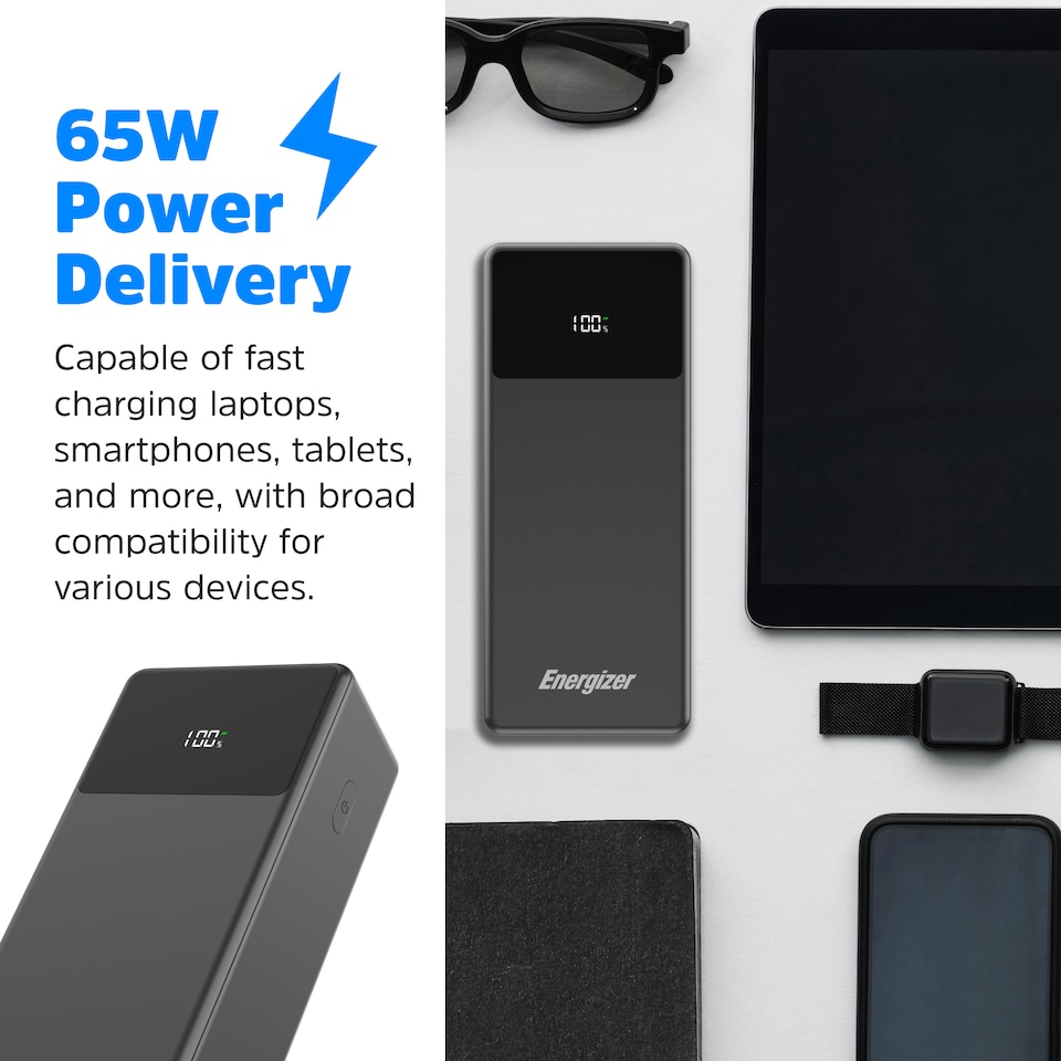 image 1 of Energizer 27mAh USB-C PD 65W Notebook Power Bank black