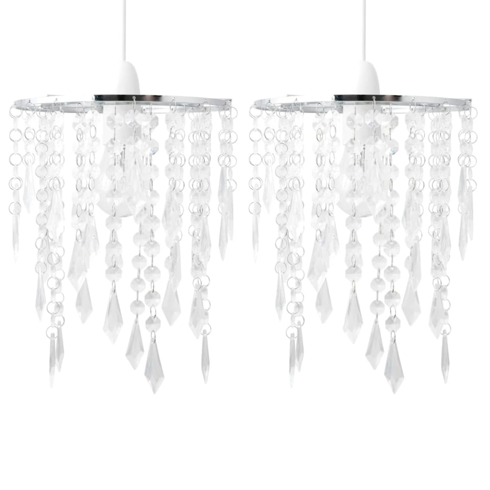 image 1 of First Choice Lighting Set of 2 Chrome & Clear Jewels Light Shades Clear | Chrome