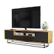 image 6 of TV Unit Sideboard Cabinet Storage Cabinet Oak Black Matt Media Console Stand 200cm