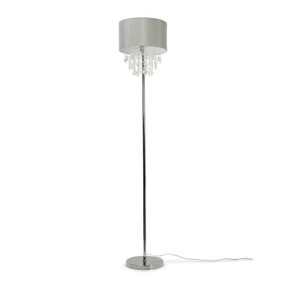 image 1 of ValueLights Lulu Polished Silver Floor Lamp with Grey Tiered Shade