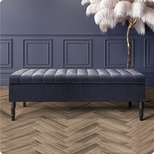 Safar 120cm Ottoman Storage Bench - Naples Shoe Bench - Charcoal Lined Upholstery Storage Footstool