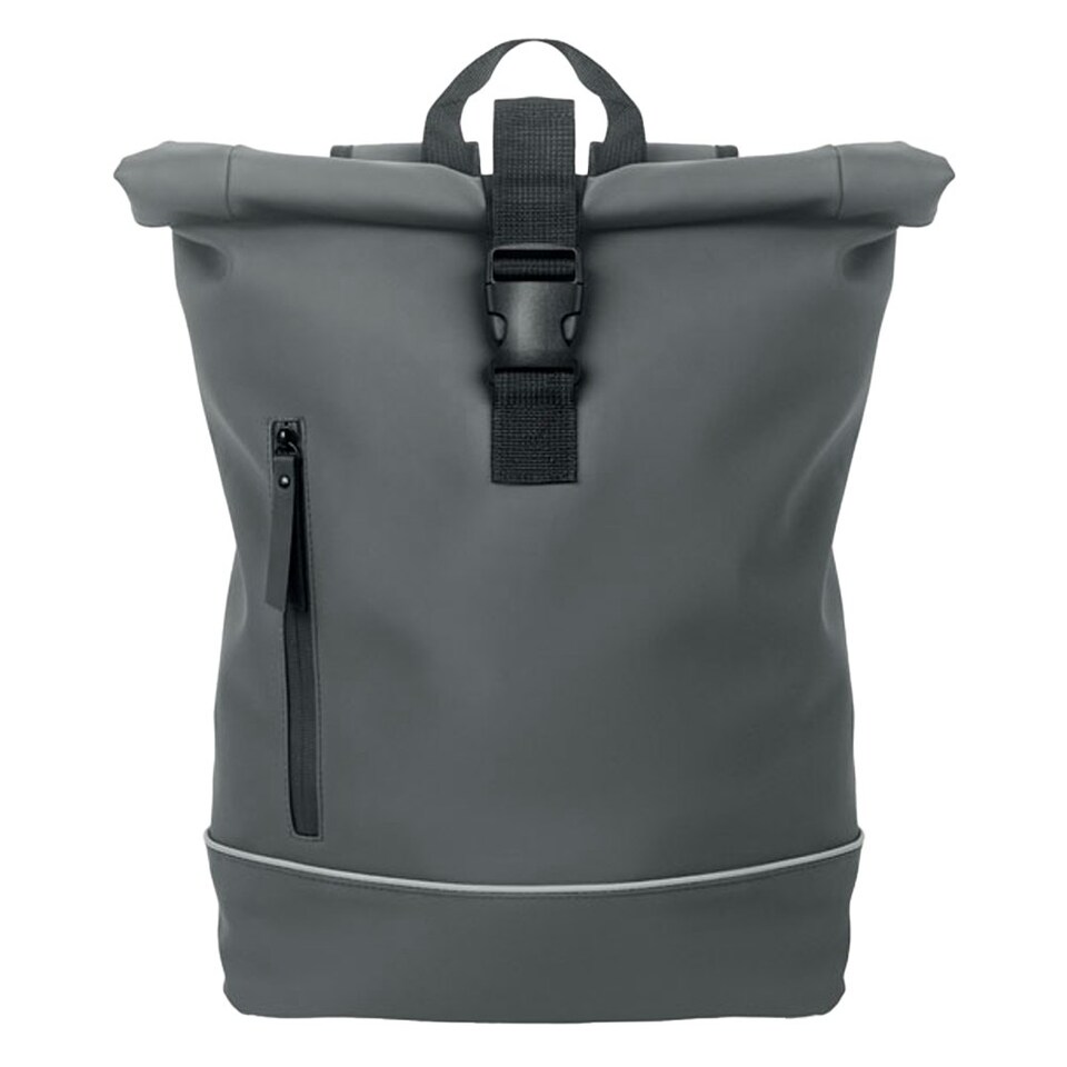 image 1 of MidOcean Laptosa Roll Top PU Laptop Backpack - Stone Grey - One Size Black
