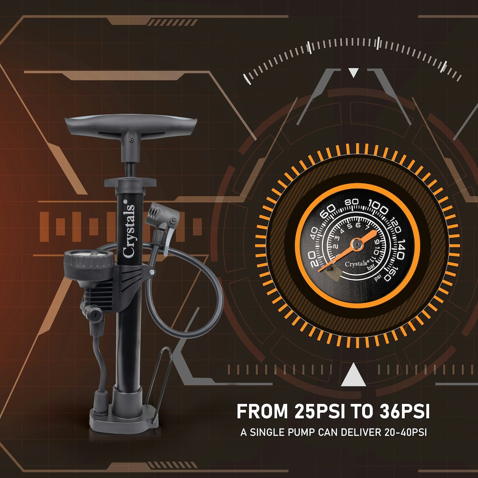 image 1 of Bicycle Hand Air Pump Mini Tyre Bike Cycle Presta Shrader Valve+Pressure Gauge