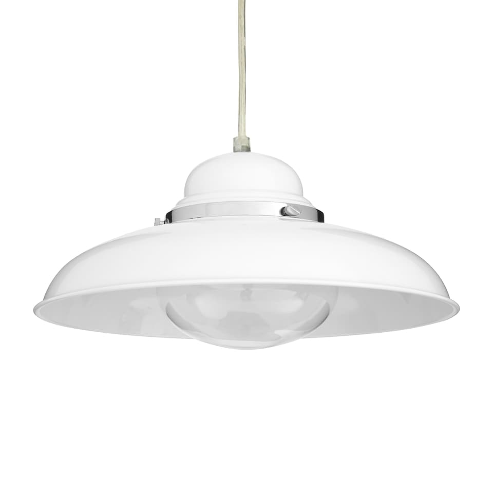 image 1 of Interiors by Premier Jasper White Finish Pendant Light with Chrome Detail
