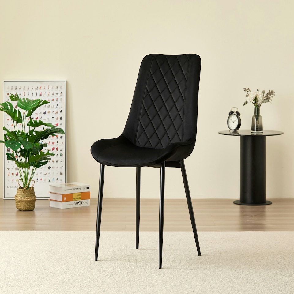 image 1 of New York Dining Table with 4 Amelia Velvet Chairs Grey