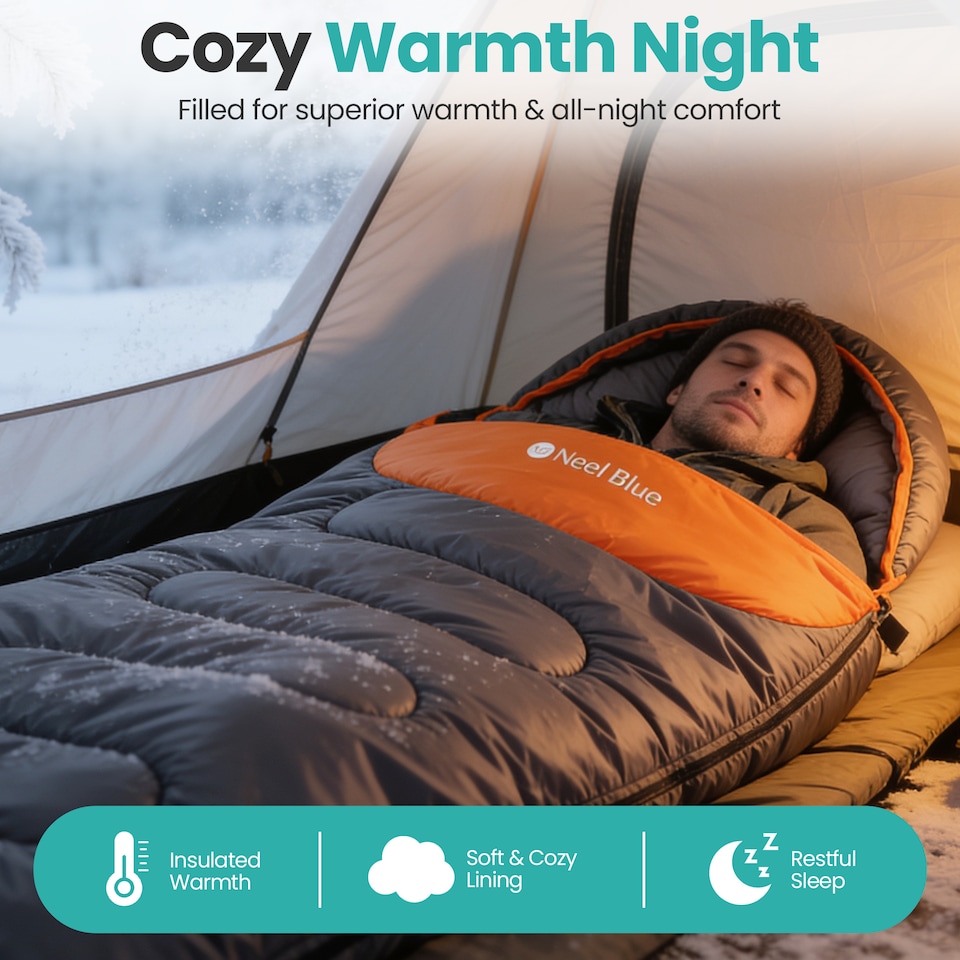 image 1 of 300GSM Sleeping Bag for Adults, Waterproof Camping Gear - 4 Season