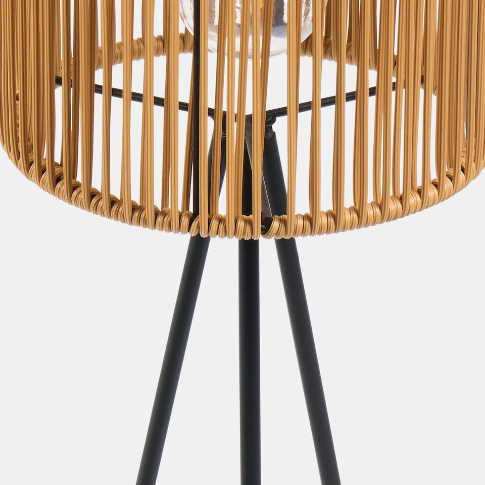image 1 of OHS Rattan Solar Floor Lamp Cordless Outdoor Garden Light Auto Sensor | Bronze | Natural