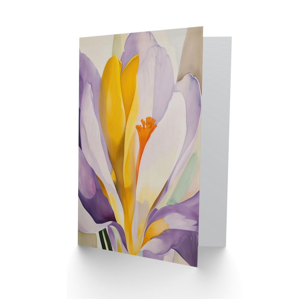 image 1 of Crocus Flower Abstract Watercolour Lilac Him Her Birthday Card