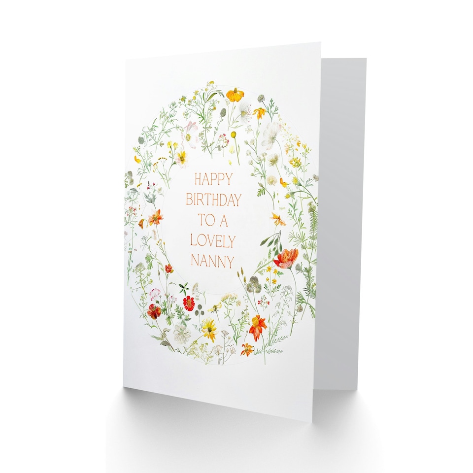 image 1 of Simple Delicate Elegant Floral Circle Nanny Birthday Card