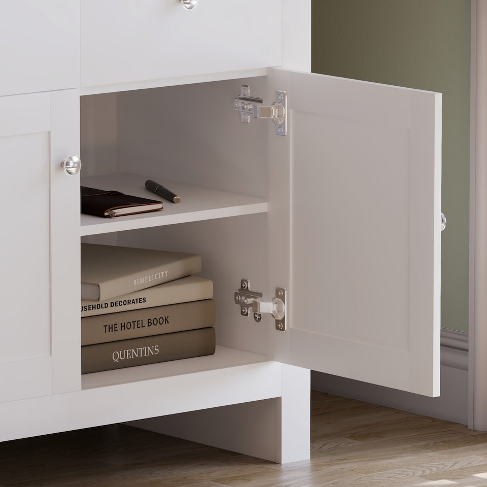 image 1 of Vida Designs Arlington 2 Drawer 2 Door Sideboard Shaker Buffet Cabinet Storage, White & Oak | White | White & Oak | 1