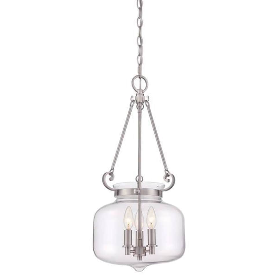 Stewart 3 Light Ceiling Pendant Brushed Nickel, E14