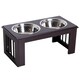 image 1 of PawHut Raised Dog Bowls Pet Feeder Raised Elevated Stainless Steel Food Brown