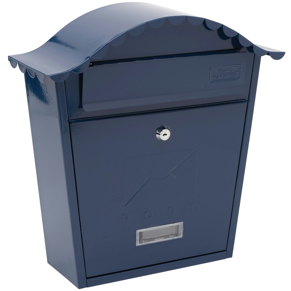 image 1 of Burg-Wachter Classic Wall Mounted Galvanised Steel Lockable Weatherproof Post Box - 36x37x13cm | Blue | Midnight Blue