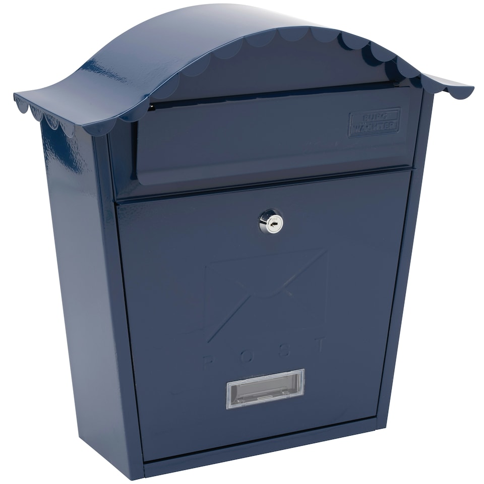 image 1 of Burg-Wachter Classic Wall Mounted Galvanised Steel Lockable Weatherproof Post Box - 36x37x13cm Blue | Midnight Blue