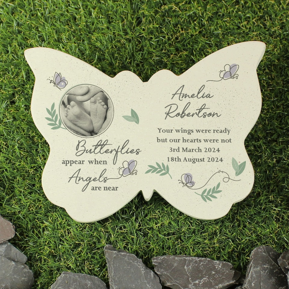 image 1 of Personalised Butterflies Appear Photo Upload Memorial Resin Butterfly