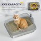 image 5 of PawHut Stainless Steel Cat Litter Box with High Sides Grey | L