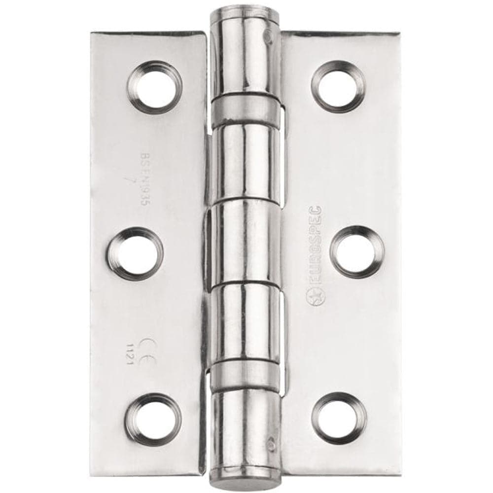 PAIR Grade 7 Heavy Duty Ball Bearing Hinge - 76 x 51mm Bright Stainless Steel