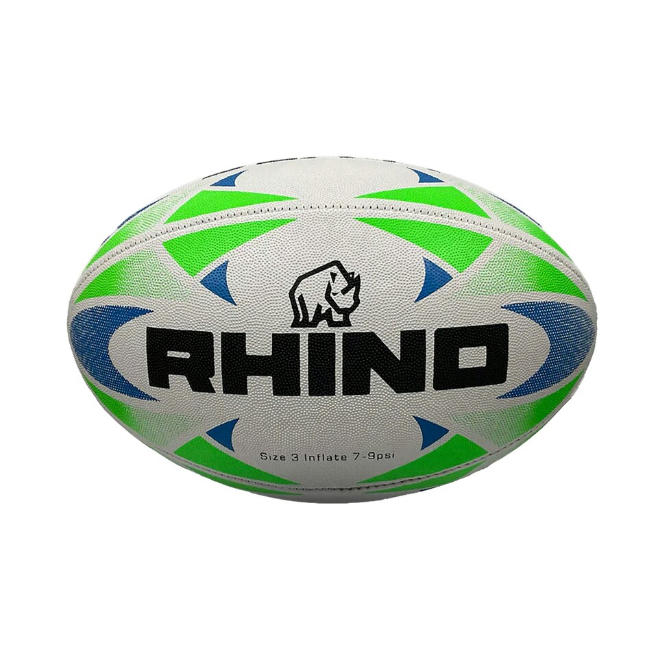image 1 of Rhino Blast Rugby Ball - White/Blue/Green - 5