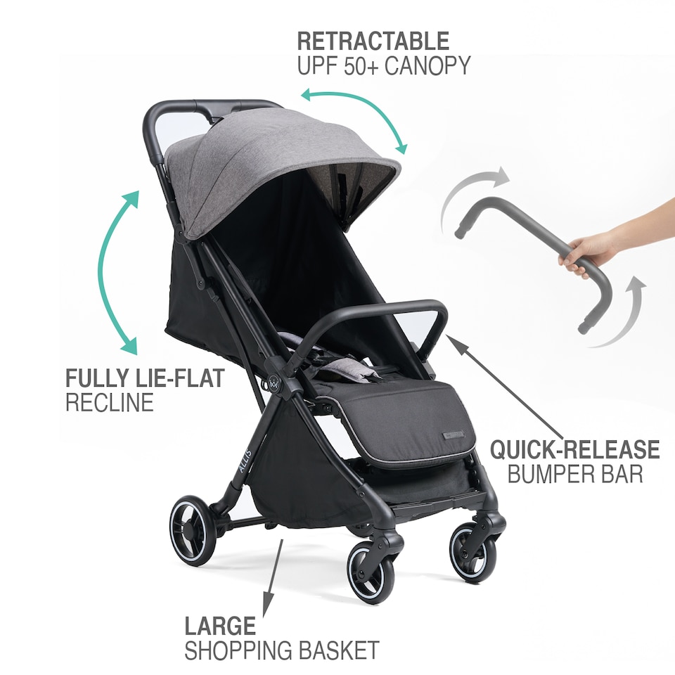 image 1 of Allis Baby Flick Auto-Fold Stroller - Lightweight Foldable Pushchair - For Newborns to up to 22kg | Black | Black | One Size | 1
