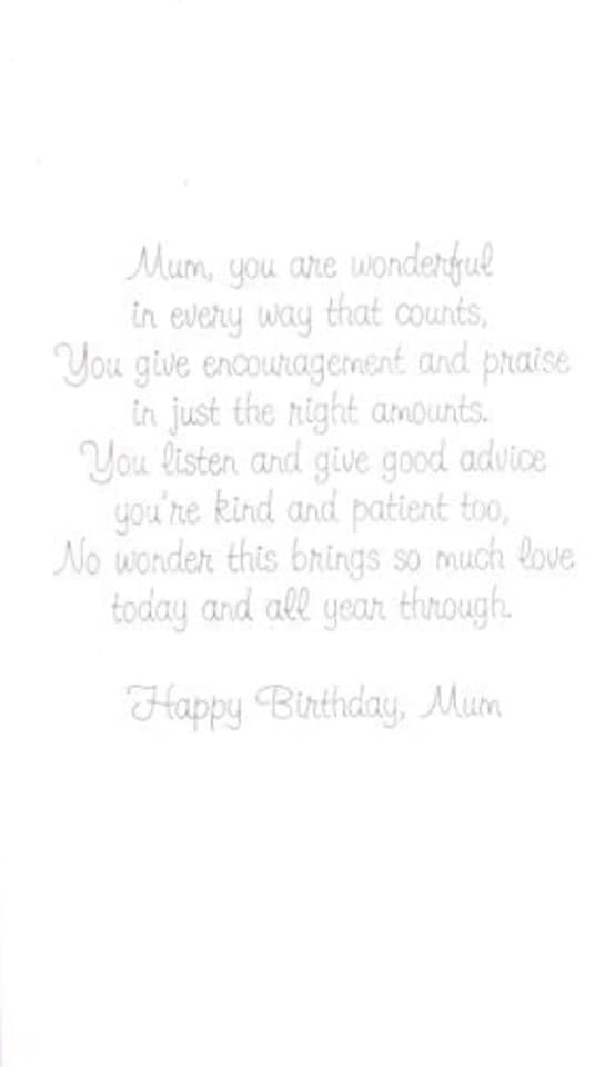 image 1 of Mum Luxury Birthday Greeting Card Hand-Finished Cards Lovely Words Inside