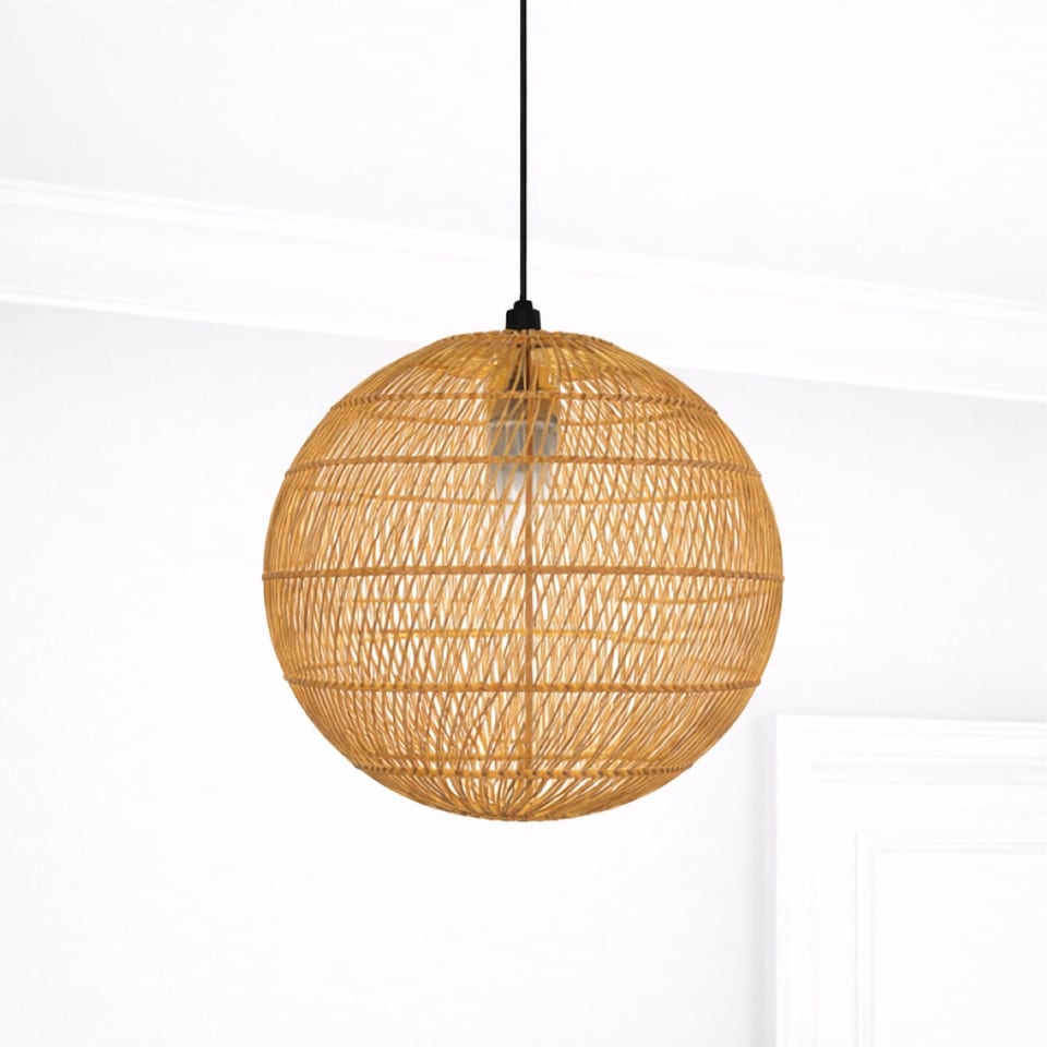 image 1 of CGC ARIBA Brown 35cm Round Rattan Weave Lampshade