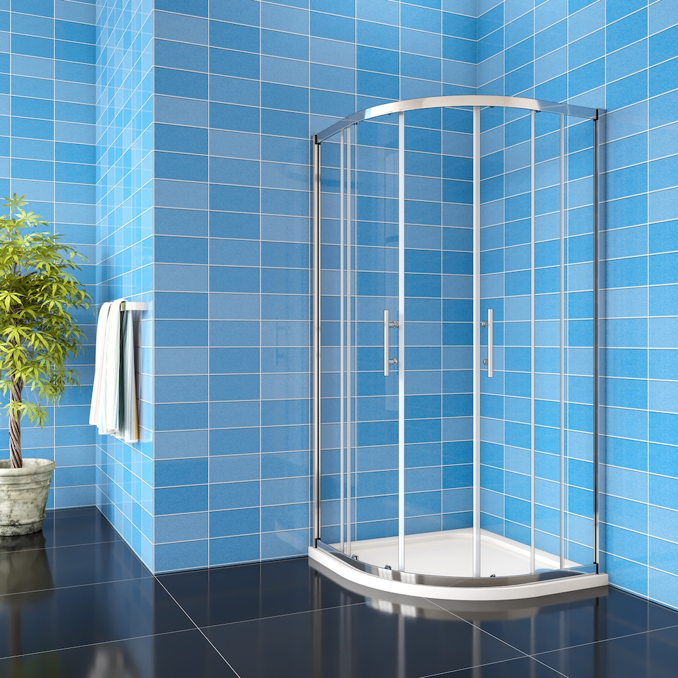 image 1 of Aica Bathrooms 800x800x1850mm Quadrant Shower Enclosure Walk In Corner Cubicle Glass Screen Door | Chrome