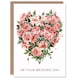 image 1 of Pink Roses Love Heart Flower Bouquet Watercolour Wedding Card