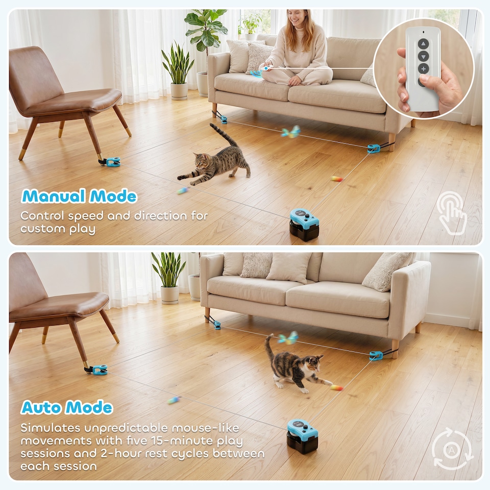 image 1 of PawHut Automatic & Remote Control Interactive Cat Toy DIY Track Mouse Sound