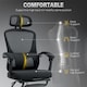 image 4 of HOMCOM Mesh Ergonomic Office Chair with Lumbar Support, Headrest, Black Black