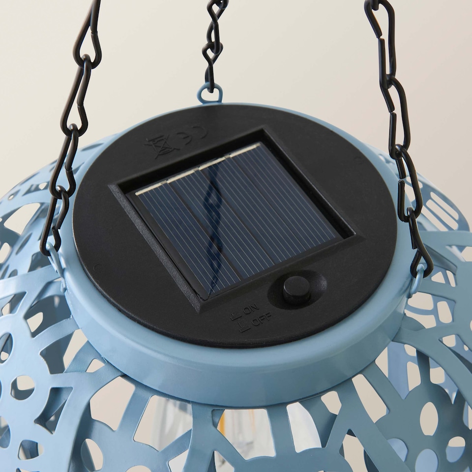 image 1 of ValueLights Artichoke Powder Blue Hanging Solar Light | Blue