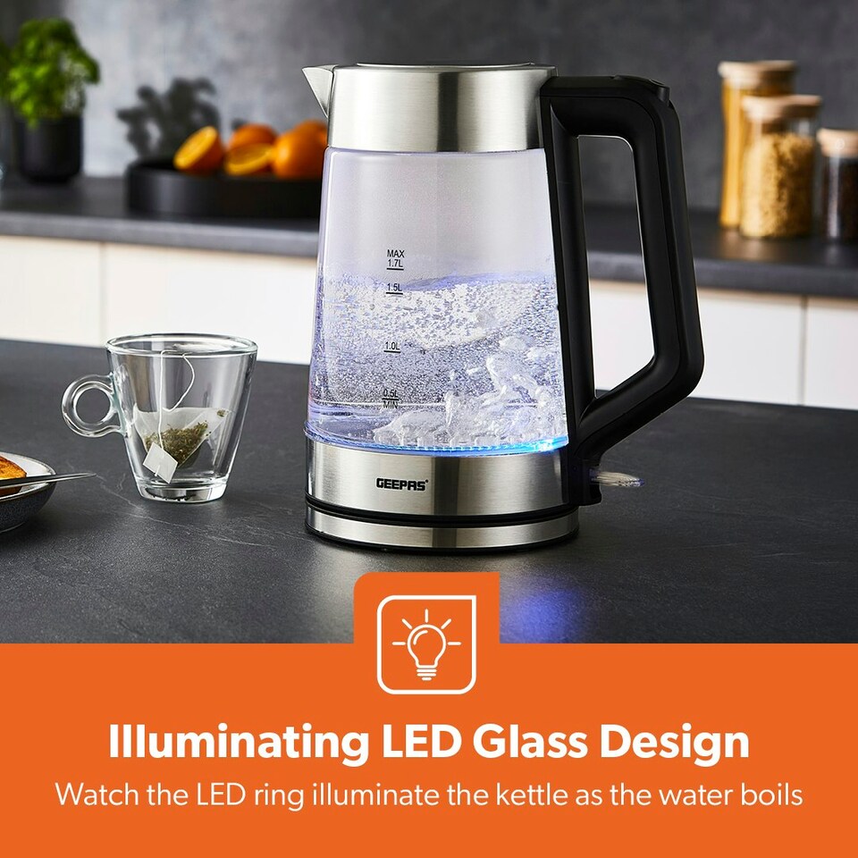 image 1 of GEEPAS Electric Kettle 2 Slice Bread Toaster & Microwave Kitchen Set