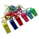 image 2 of Bag of 100 Pink Plastic Whistles with Lanyard Neck Cord