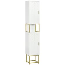 kleankin Freestanding Bathroom Cabinet Linen Towel w/ Adjustable Shelf, 2 Doors