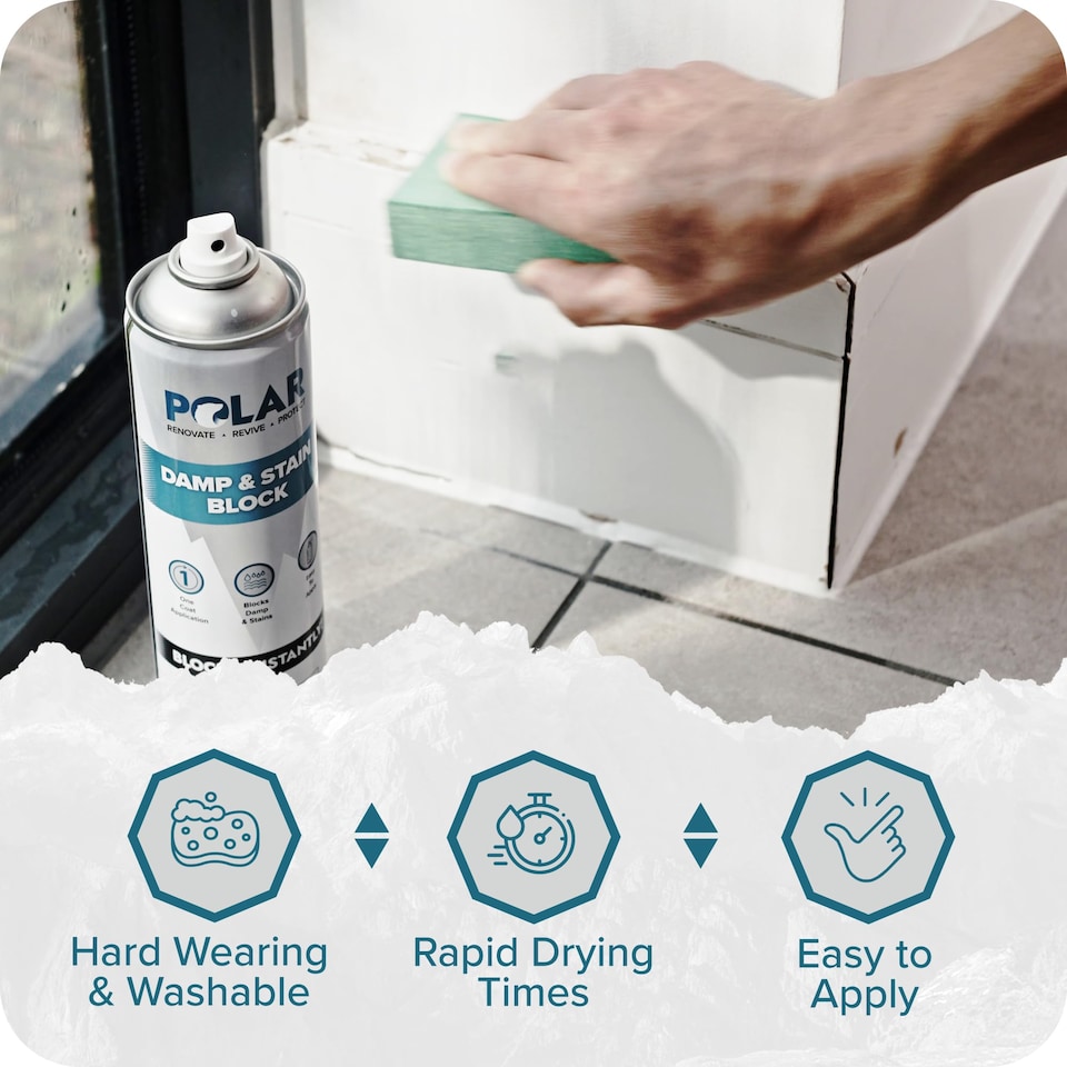 image 1 of Polar Damp & Stain Block Spray One Coat Application Internal Walls Matt | Cream | Magnolia | 500 ml | 2