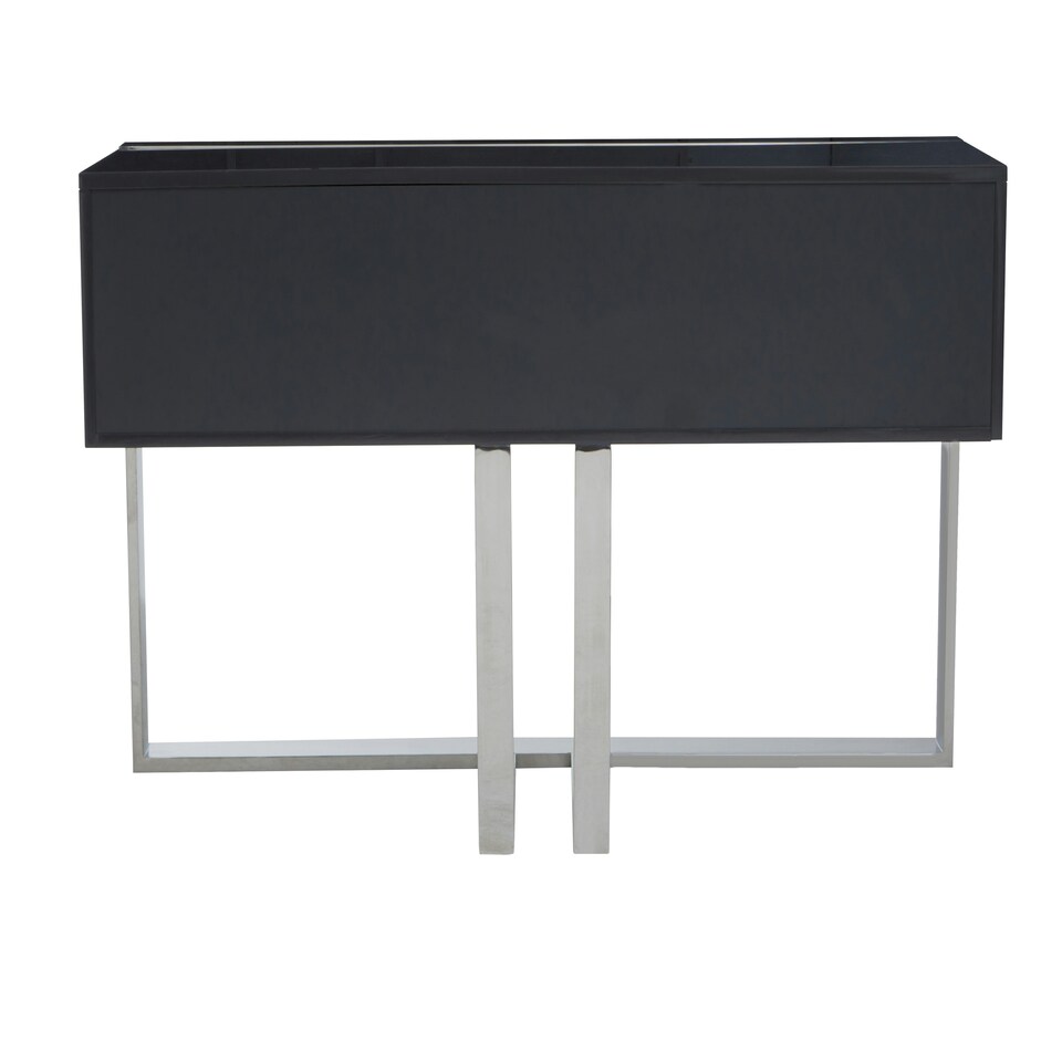 image 1 of Interiors by Premier Grey Hi‑Gloss Finish Console Table, Sleek Glossy Grey Top with Polished Stainless Steel Frame Grey