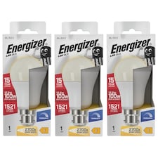 Energizer LED GLS B22 1521lm 12.6W 2700K (Warm White) Dimmable Light Bulb - Pack of 3