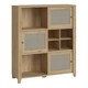 image 1 of Cestino 3 Sliding Door Cabinet in Jackson Hickory Oak and Rattan Effect