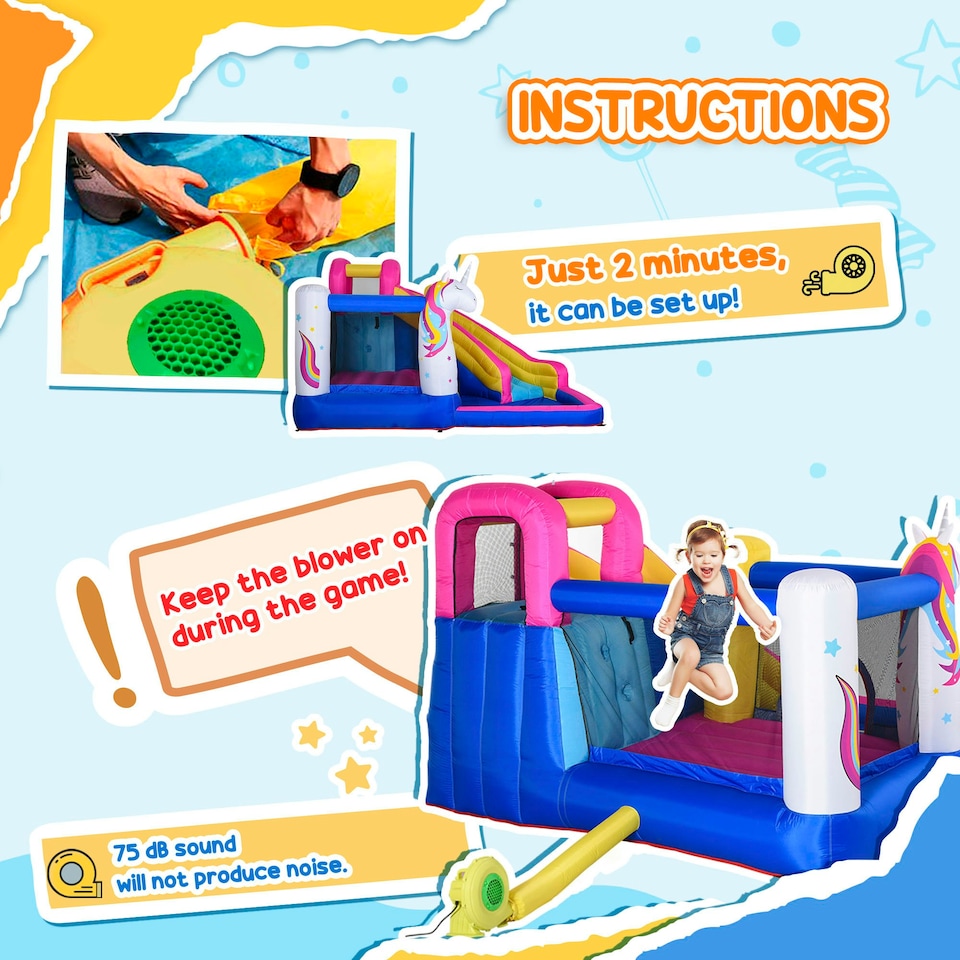 image 1 of Outsunny 5 in 1 Bouncy Castle for Children with Blower, for Ages 3-8 Years