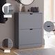 image 7 of Vida Designs 2 Drawer Shoe Cabinet Shoe Rack Storage Cupboard, Grey