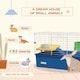 image 3 of PawHut Small Animal Cage, Rabbit Guinea Pig Hutch, Pet Playhouse, Blue